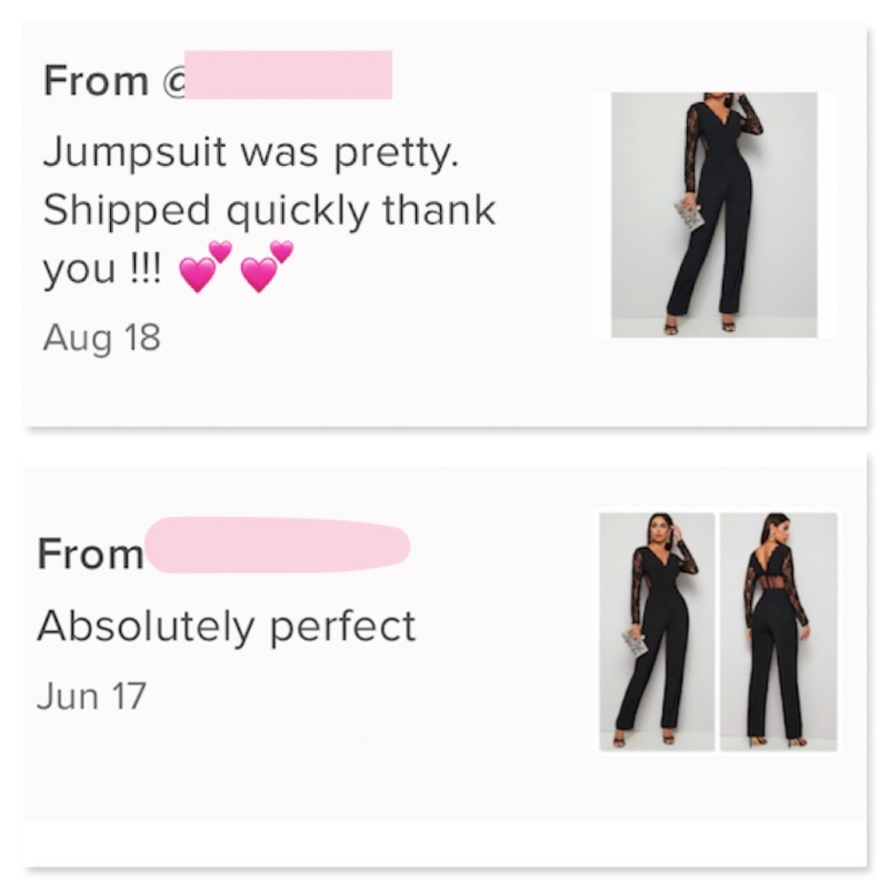 Lace Detail Black Elegant V-Neck Jumpsuit - Picture 7 of 13